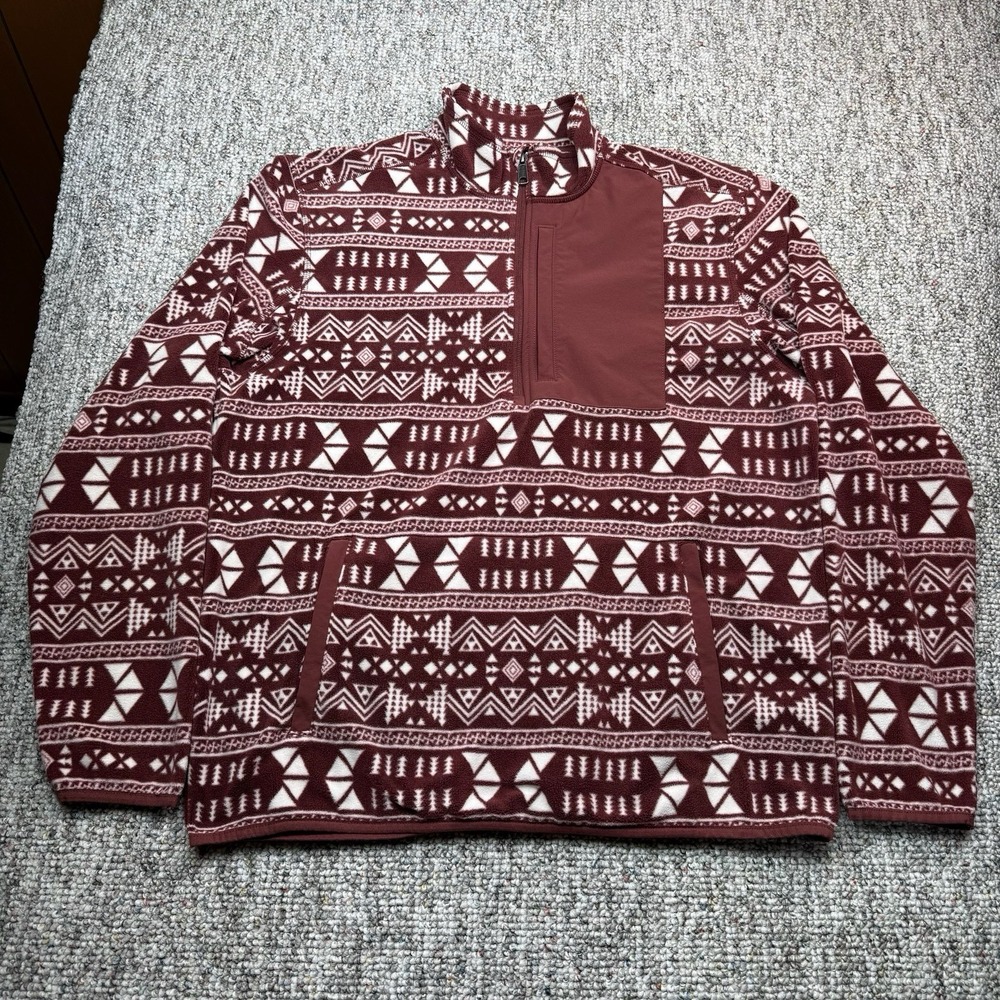 Duluth Trading Co Checkpoint Sweater Mens Medium Relaxed Fit Fleece Aztec